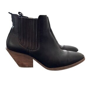 Patina‎ Portland Leather Goods Women's 8.5 Dakota Western Ankle Boot Black Chunk